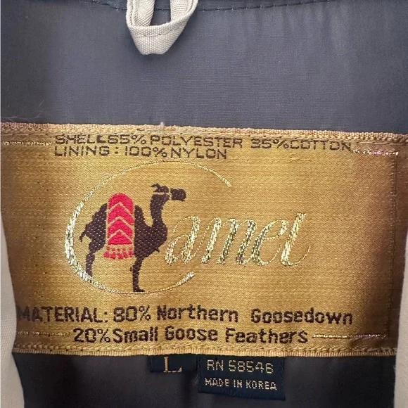 camel • vintage goose down puffer vest suede warm tan neutral outdoor hiking - Picture 4 of 8